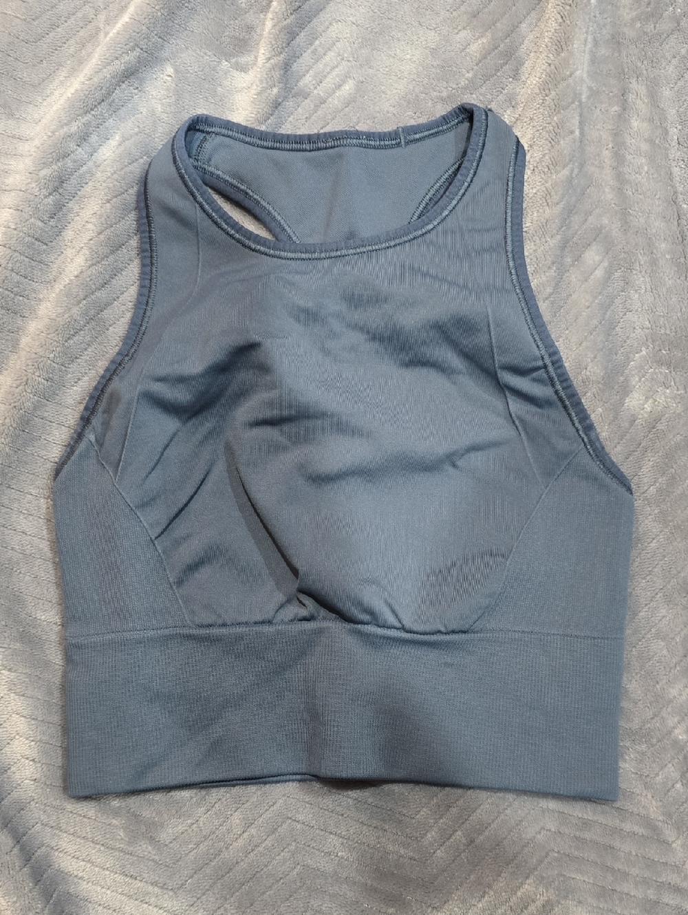 Seamless High-Neck Sports Bralette - Slate Blue